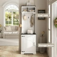 thumbnail image 2 of Vabches Farmhouse Hall Tree with Shoe Storage & Coat Rack for Entryway,White, 2 of 8