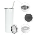 thumbnail image 3 of 20oz Sublimation skinny Tumbler white blank stainless steel insulated straight mug With Flat Edge for Tumbler Heat Press 25 pack, 3 of 7