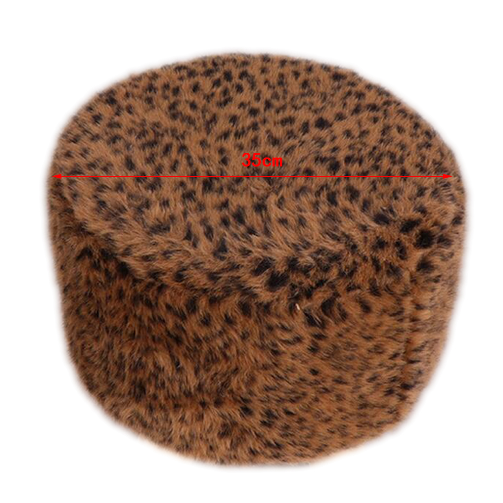 Round Ottoman cover Footstool Chair Cover 35cm Dia. Leopard Print Imitiate Leopard - 35cm - image 4 of 4