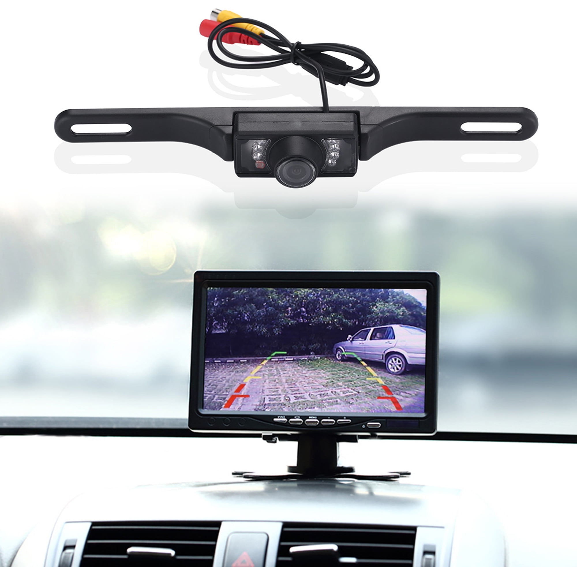 Night Vision License Plate Mount Rear View Color Car Backup Camera System 