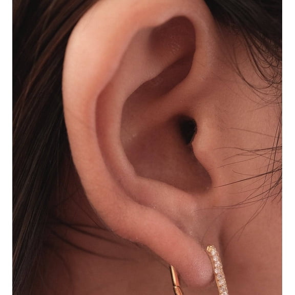 Simulated Diamond Oval Earrings for Women, 925 Sterling Silver, 18K Gold Vermeil, White CZ, Lightweight Hoops, Hypoallergenic, 1 Micron Gold, 16.5x11mm