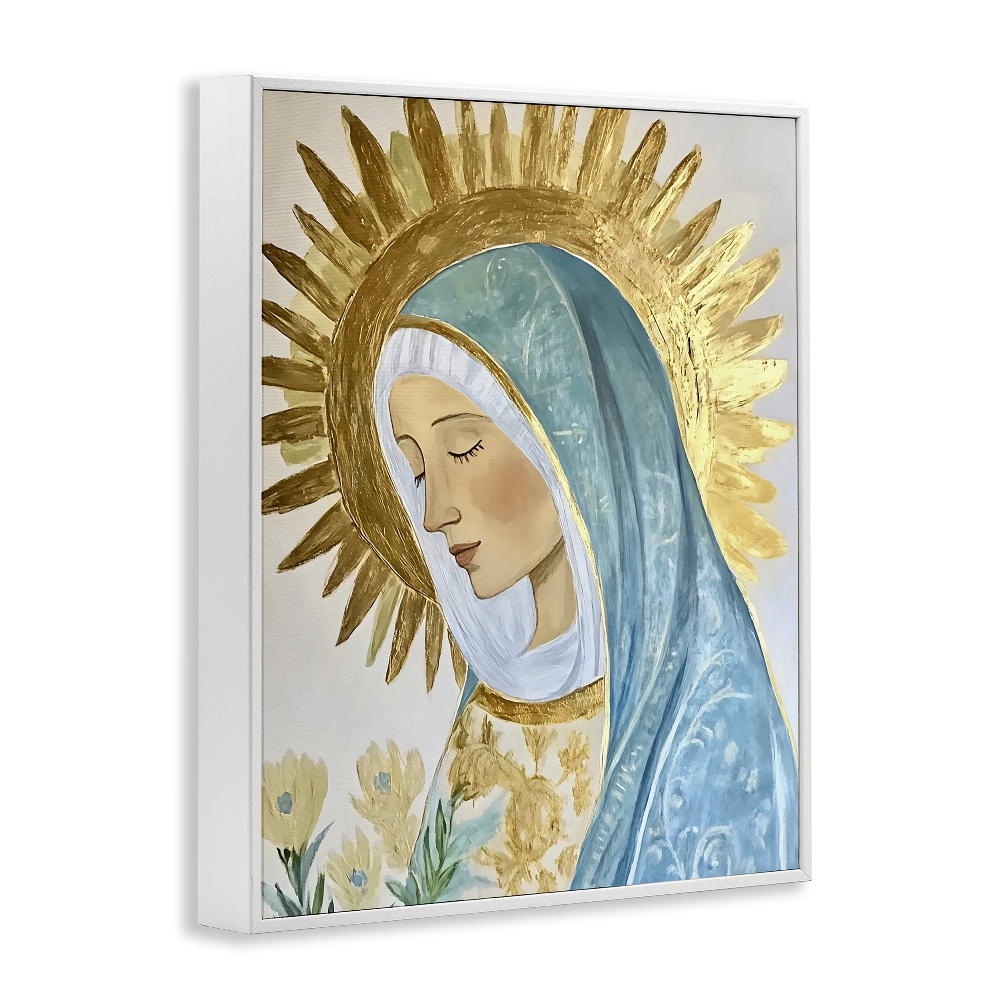 Holy Mary In Gold White Framed Giclee Art, design by Franklyn Gregory