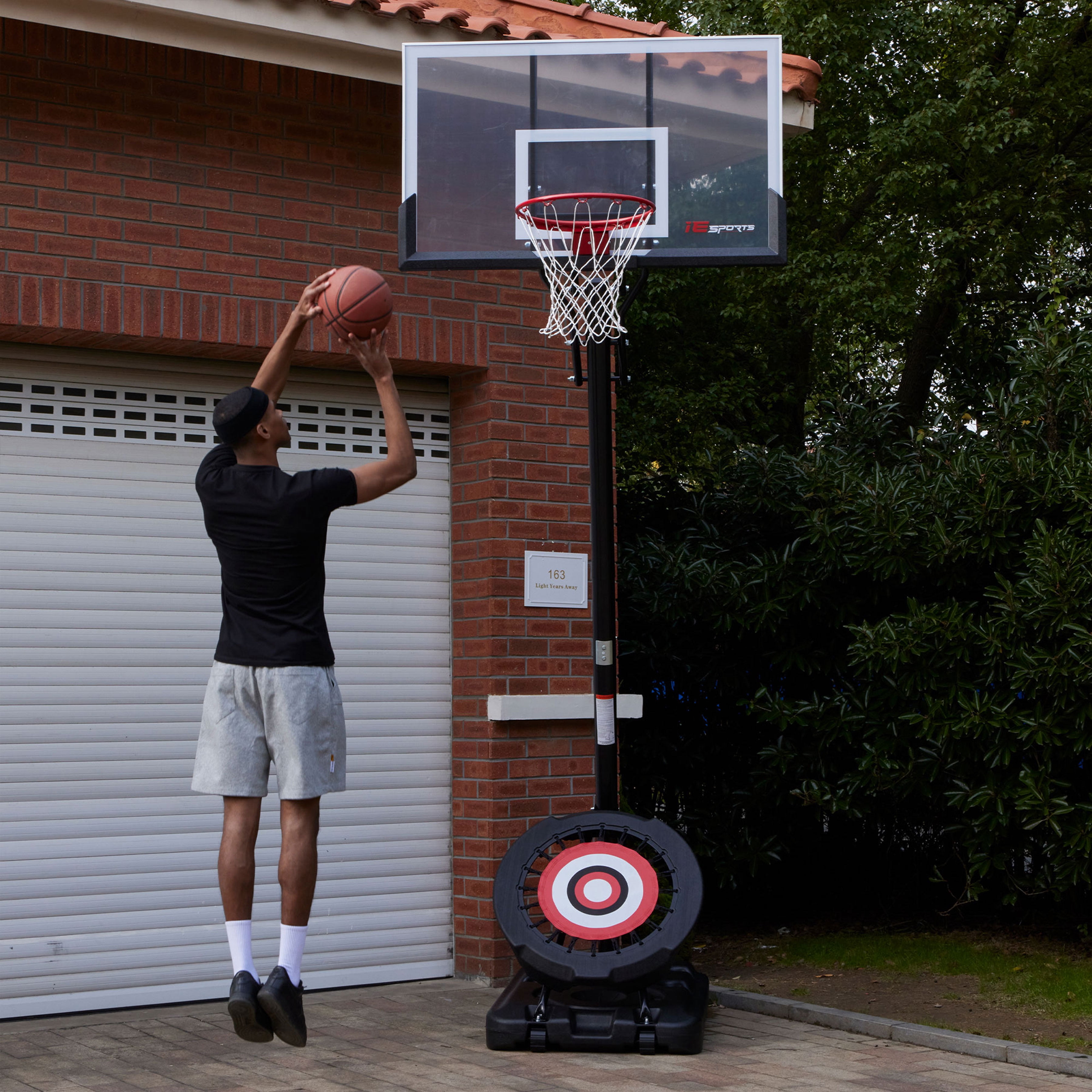 IE Sports Portable Height Adjustable Basketball Hoop w/44" Backboard & Base