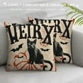 thumbnail image 3 of Halloween Decor Pillow Covers Black Cat/Pumpkin Pattern Pillow Case with Happy Halloween/Trick or Treat Quote Decorative Pillow Cushion Cover, 3 of 5
