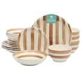 thumbnail image 3 of Gibson Home Kenwood Shores 16 Piece Stoneware Dinnerware Set, Hand-Painted Plates and Bowls, Service for 4 - Brown Striped, 3 of 5