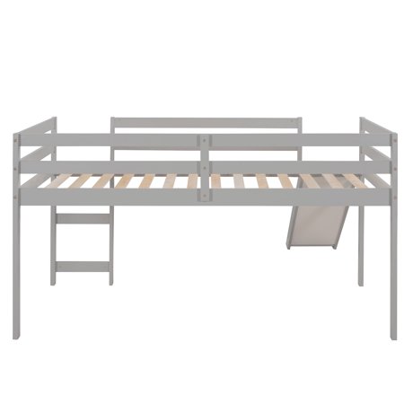 ikayaa Loft Bed with Slide  Multifunctional Design  78.2  x 42.3  x 44.4 (L x W x H) Twin (Gray)