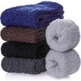 thumbnail image 2 of 5 Pairs Womens Fuzzy Slipper Socks, Ultra Soft Microfiber Crew Socks for Winter, Non-Slip Cozy House Socks with Fluffy Lining, 2 of 6