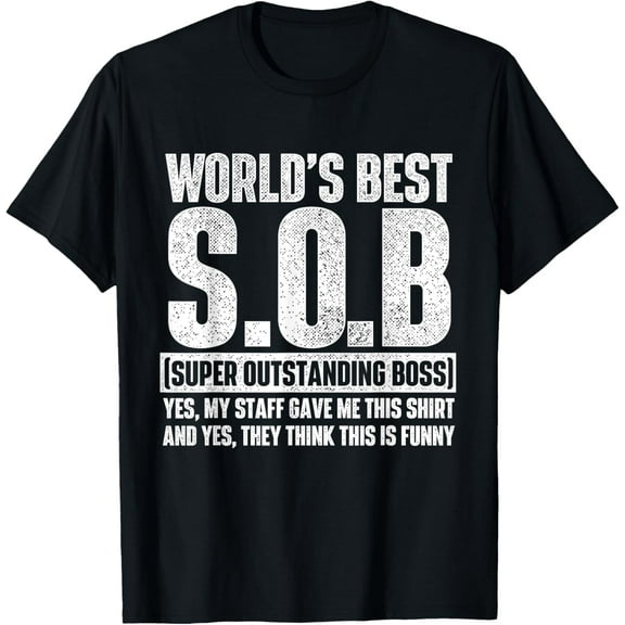 World's Best Outstanding Boss - Funny Manager Supervisor T-ShirtMen and women, Black T-shirt, size: Extra large