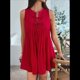 thumbnail image 5 of Vestido Mini de Verano para Mujer, Sin Mangas, Plisado, Informal, Holgado, Estilo Babydoll, Color Rojo, Talla XL, 5 of 10