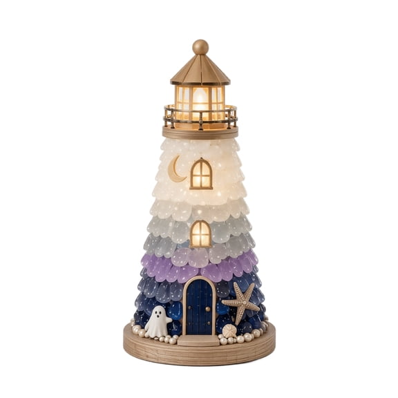 Diy Lighted Sea Glass-Style Lighthouse Kit,Beginner-Friendly Sea Glass Mosaic Lighthouse With Led Lights,Nautical Tabletop Decor Handmade Gift Set