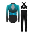 thumbnail image 2 of Hansber Gymnastics Leotard for Girls Rhinestone Long Sleeve Bodysuit Vest and Leggings Tumbling Dance Outfit Light Blue 12, 2 of 7