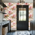 thumbnail image 3 of Boho Peel and Stick Wallpaper Pink Roses Golden Leaves Elegant Floral Marble Wall Mural 17.7in x 9.8ft Self Adhesive Removable Wall Paper Renter Friendly Wallpaper for Nursery Bedroom Cabinets, 3 of 8