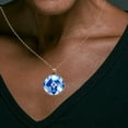 thumbnail image 3 of Blue and White Geometry Necklace Personalized Custom Photo Round Pendant Adjustable Stainless Steel Necklaces with Gift Box for Men Women Mothers Valentine's Jewelry Gift, 3 of 6