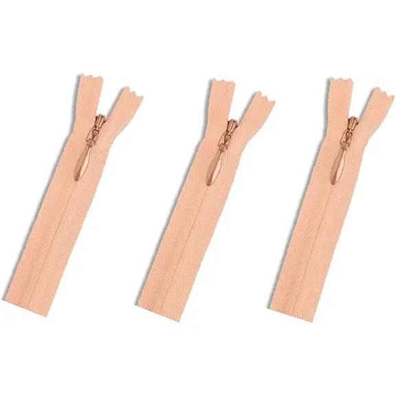 Invisible (Conceal) YKK Zippers - Perfect for Clothes, Crafts & Sewing Projects - Color: Peach #521 Choose Your Length - Made in The United States (3 Zippers Per Pack) (16" Inches)