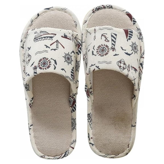 Vensio-Womens Open-Toe Japanese Linen Indoor Slippers, Washable Cotton Flax House Shoes with Silent Anti-Slip EVA Sole for Summer Bedroom Spa Loungewear Flats-black-43/44