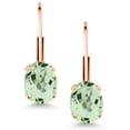 thumbnail image 2 of Gem Stone King Green Prasiolite Rose Gold Plated Leverback Earrings for Women (1.50 Cttw, Gemstone Birthstone, Oval 7X5MM), 2 of 4