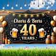 thumbnail image 5 of Retro Design Happy Birthday Banner Gold Accents 40th Birthday Cheers Beers Celebration for Adult Party Funny Events, 5 of 7