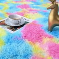 thumbnail image 6 of Lochas Soft Fluffy Rainbow Rugs Shaggy Colorful Carpet Plush Area Rug for Living Room Bedroom Nursery Kids Girls Playroom Rugs Home Decor Mat,3'x5', Teal, 6 of 7