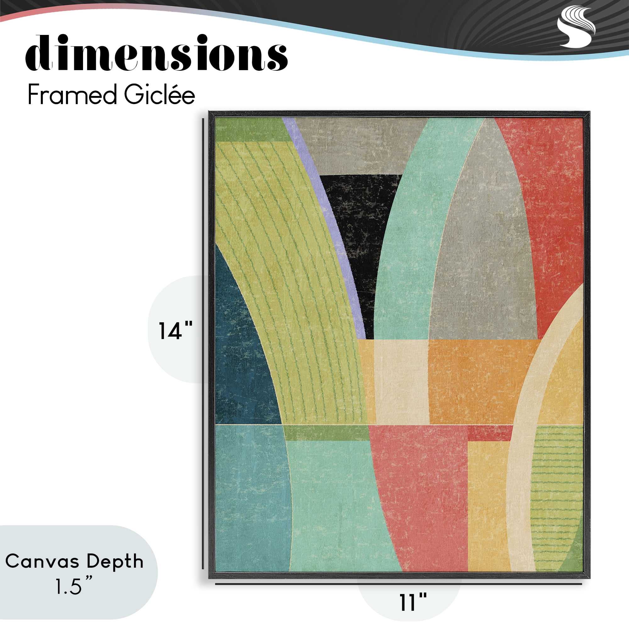 Stupell Industries Retro Geometric Archways Black Framed Giclee Art, design by Suzanne Nicoll