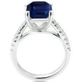 thumbnail image 3 of Gem Stone King 3.71 Cttw Blue Sapphire and White Created Sapphire 925 Sterling Silver Ring for Women | Emerald Cut 10X8MM | Available in Size 5, 6, 7, 8, 9, 3 of 6