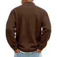 thumbnail image 5 of Brown Quarter Zip Mens Sweater Corduroy Stand Collar Tops Big and Tall Pullover Sweatshirts S-5XL, 5 of 7