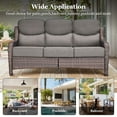 thumbnail image 6 of Gymojoy All Weather Wicker Patio Couch, 3 Seats Patio Sofa with High Curvy Back, Premium Outdoor Sofa with Brown Wicker and 6-inch Thick Cushions, Gray, 6 of 7