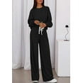 thumbnail image 4 of PRETTYGARDEN Womens 2 Piece Sets Long Sleeve Sweatshirt Wide Leg Pants Loose Matching Lounge Set Trendy Fall Outfits, 4 of 10