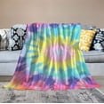 thumbnail image 2 of JEUXUS Rainbow Tie Dye Blanket Soft Throw Blanket Plush Weighted Blankets for Couch Sofa Rainbow Gifts for Boys Girls Kids Adults, 2 of 6