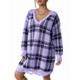 thumbnail image 2 of Robe Chandail Décontractée Automne Col en V Manches Longues Coupe Ample Motif Chaud Mini Robe Chandail Taille Unique, 2 of 8