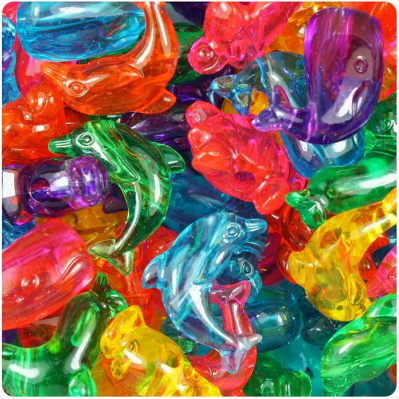 BeadTin Jelly Mix Transparent Marine Life Pony Beads (2oz)