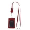 thumbnail image 4 of Titular de tarjeta de identificación de tarjeta de identificación de cuero de PU vertical de con oficina de negocios de correa rojo jinwen Porta credencial con cordón, 4 of 8