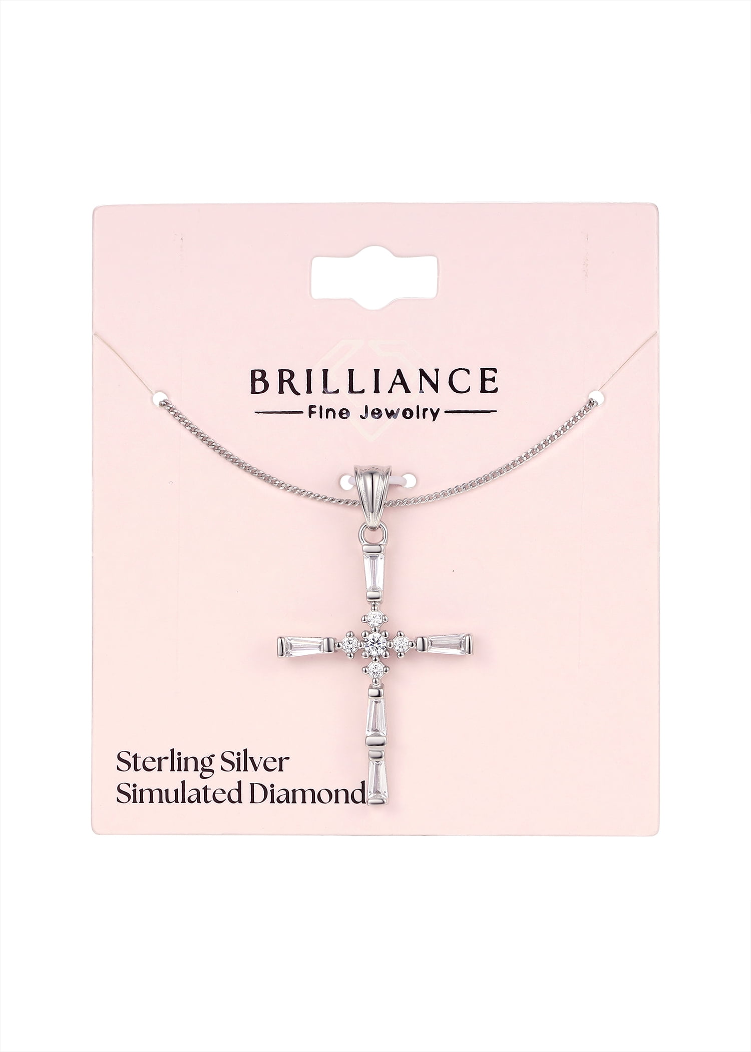 Brilliance Fine Jewelry Simulated Diamond Sterling Silver Cross Pendant