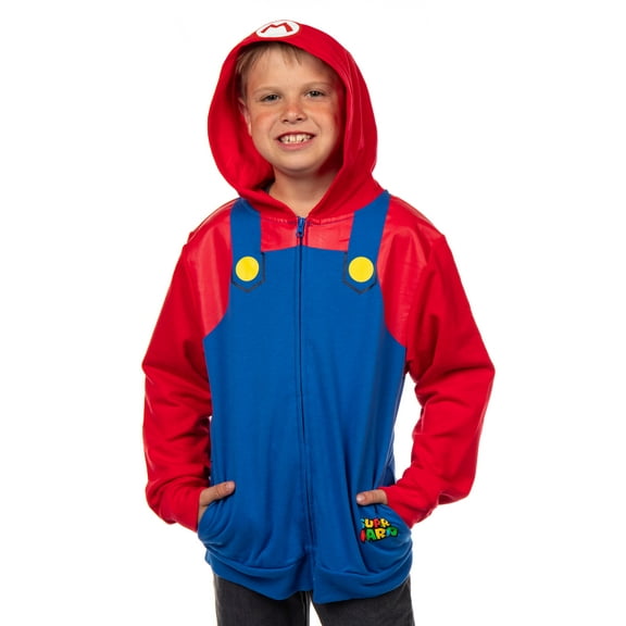 Super Mario Hoodie Boys Nintendo Long Sleeve Zip Up Jacket Lightweight Pullover Hooded Sweatshirt