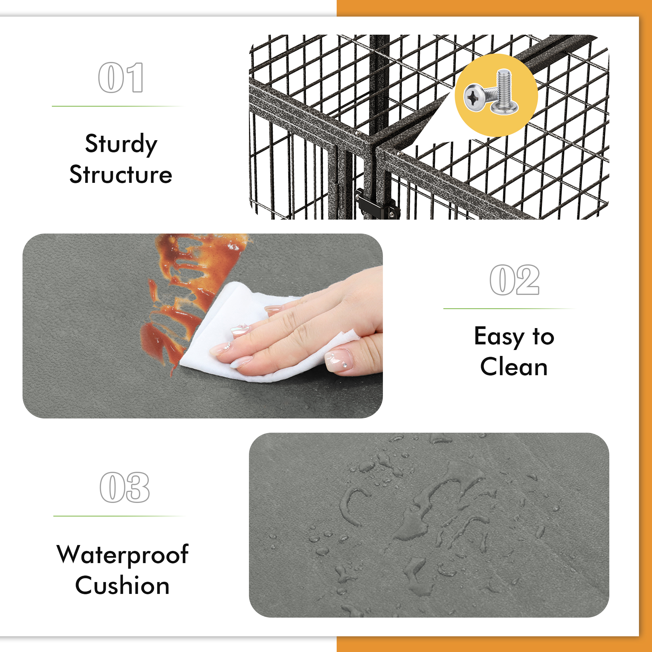 Wdmiya Large Dog Crate, 57 Inch Metal Kennel for Medium and Small Dogs, Safe Indoor & Outdoor XL Big Puppy Bottomless Cage with Comfort Mat, Pet Playpen Yard, Dog Fence Playpen, Silver