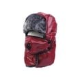 thumbnail image 2 of Gorro de invierno de cuero con forro polar grueso y cálido para montar a caballo, máscara desmontable, gorro de esquí para la lluvia, gorro de felpa, 2 of 6