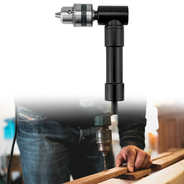 Taladro de ángulo de , mandril de tres mordazas, adaptador de dispositivo de torneado de vástago de fijación Planchar Cola Taladro adaptador de ángulo recto