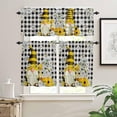 thumbnail image 2 of Bee and Gnome Kitchen Curtains Tiers and Valance Set 3 Piece for Windows, Rod Pocket Window Treatment 24 Inch Length Living Room Bedroom Bathroom Window Curtains Summer Idyllic Gnomes Flowers Honey, 2 of 5