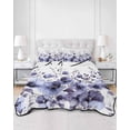 thumbnail image 2 of Quilt King Size Bedding Set, Purple Blooms Floral Reversible Summer Quilt 3 Pieces, Farmhouse Spring Flowers Botanical Lightweight Bedspreads Coverlets with 2 Pillow Shams for All Seasons, 2 of 5