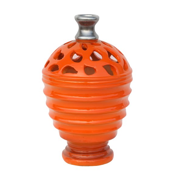 Northlight 9.5" Shiny Cutout Outdoor Patio Bottle Vase - Orange/Gray