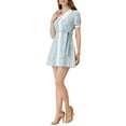 thumbnail image 4 of INSPIRE CHIC Women's Floral Dress Point Collar Button up Belted Summer Dresses Blue XL, 4 of 5