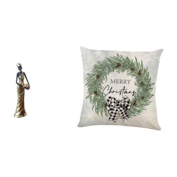 Figura de mujer africana,Estatua artesanal de una dama tribal africana,hecha a mano,para cafetería.,Figura femenina artesanal de resina africana,Funda de almohada,Funda de almohada navideña