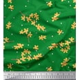 thumbnail image 1 of Soimoi Green Poly Georgette Fabric Ball Dahliya & Rose Floral Fabric Prints By Yard 42 Inch Wide, 1 of 3