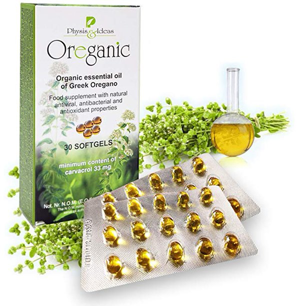 Organic Oregano Oil Capsules Blister 30 Softgels Hygiene Pack 80