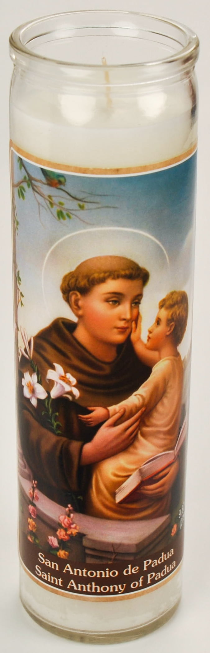 (2 pack) Prayer Candle St Anthony White Wax, 8 Inch