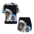 thumbnail image 6 of Wukai Cat Astronaut Print Women's Pajama Set - Short-Sleeve Top and Shorts with Elastic Waistband and Pockets for Loungewear, Yoga, and Casual Wear-4X-Large, 6 of 8