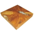 thumbnail image 2 of Benjara 11" Tabletop Platform- Resin Details- Square- Natural Brown Teak Wood, 2 of 6