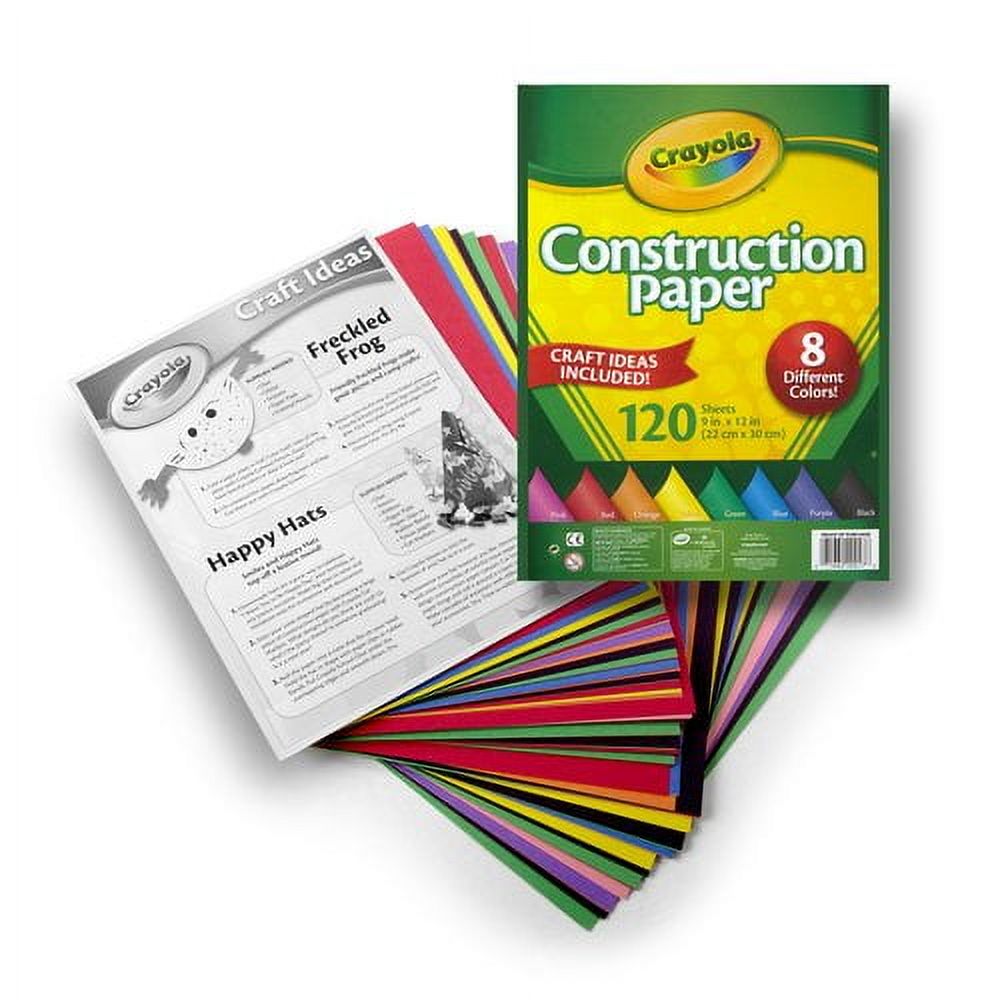 Papel de construcción Crayola, 120 hojas, útiles escolares para kindergarten, 10 colores, suministros de arte y manualidades, esenciales para el aula 3