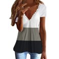 thumbnail image 1 of Gibobby Camisas mexicanas con cuello en V para mujer Camiseta suelta informal con cuello en V para mujer, blusa manga corta con estampado(Caqui,CH), 1 of 5