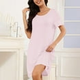 thumbnail image 2 of zbxnLI Nightgowns for Women Short Sleeve Sleep T-Shirts Casual Soft Sleep Dress Sleepwear Dress Solid Color, 2 of 5