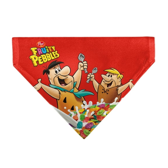 The Flintstones Pet Bandana Fruity Pebbles Fred and Barney Rubble Cereal Box Print Multi Slip On Collar Bandana Only